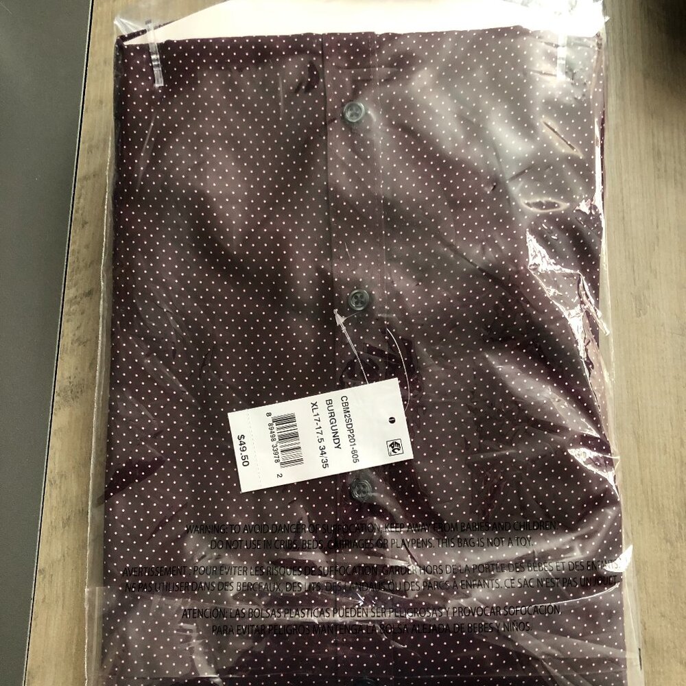 Calabrum Men's Regular Fit Dot Print Wrinkle Free Performance Dress Shirt XL NWT - Picture 2 of 2